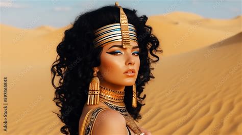 beautiful girl goddess cleopatra lies on the yellow sand art pharaoh costume gold accessory
