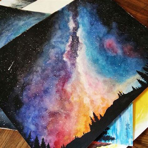 Pin By Lorie Carriere On Aquarellwatercolor Painting Galaxy Painting