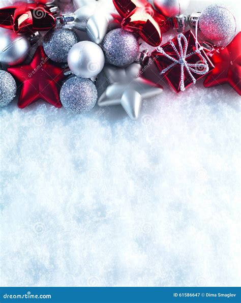 Winter And Christmas Background Beautiful Sparkling Silver And Red