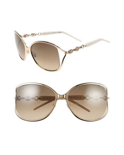 gucci marina chain 60mm swarovski crystal sunglasses in gold save 40 lyst