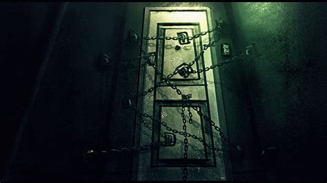 Hd Wallpaper Gray Door With Chains The Door Horror Game Silent