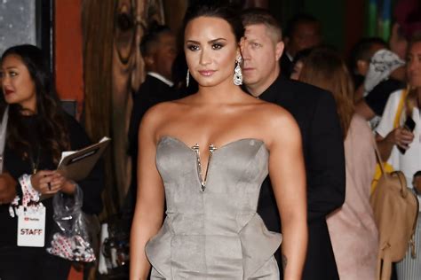 demi lovato s skintight dress had a dangerously high slit at her documentary premiere