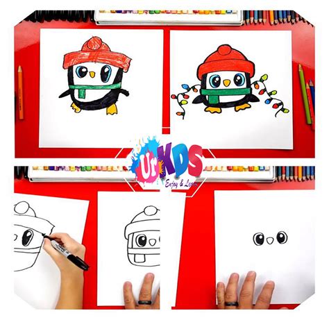 Here are some drawing videos and links to art tutorials. Art for Kids Hub-How To Draw A Christmas Penguin - Your kids