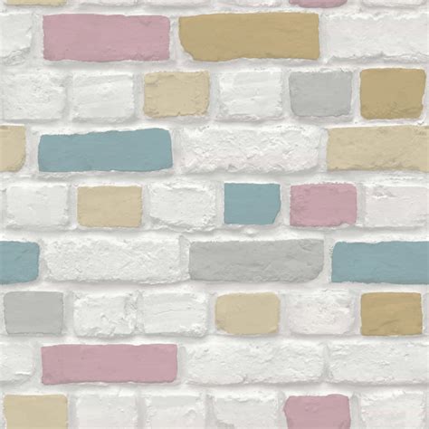 Rasch Brick Pastel Multi Colour Wallpaper 273891 Uncategorised From