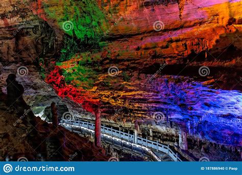 Walking Path Inside Huanglong Yellow Dragon Cave Stock Photo Image Of