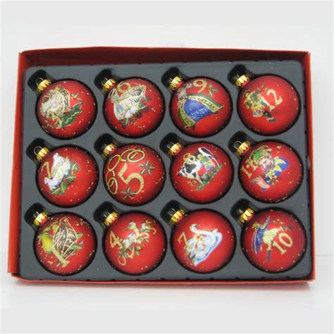 Set Of 12 Twelve Days Of Christmas Glass Ball Ornaments 25 60mm