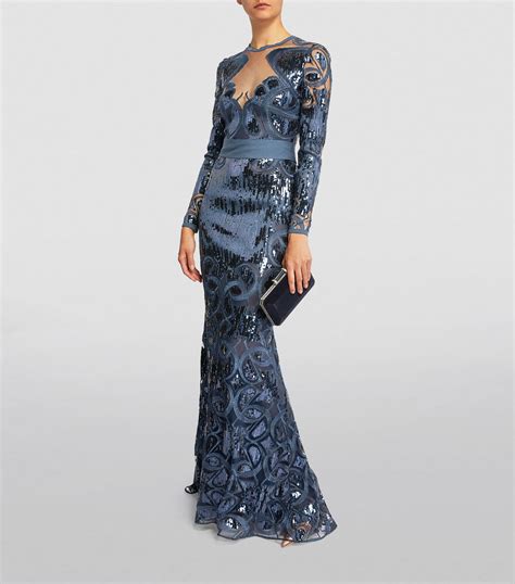 Elie Saab Blue Embellished Gown Harrods Uk