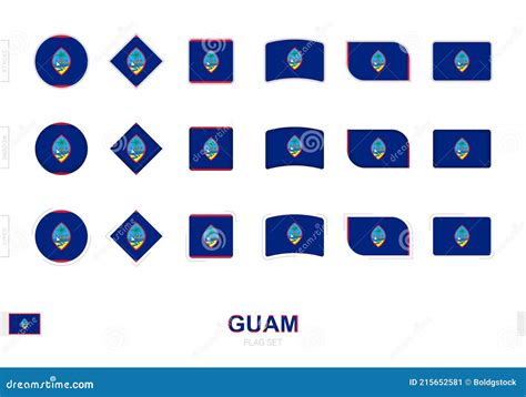 Guam Flag Set Simple Flags Of Guam With Three Different Effects Stock