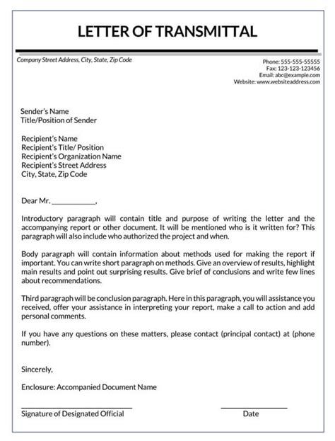 Transmittal Letter Format 38 Examples And Samples