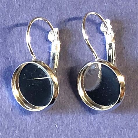 bezel earring base, lever back ear findings, silver, 08165, ear wire ...