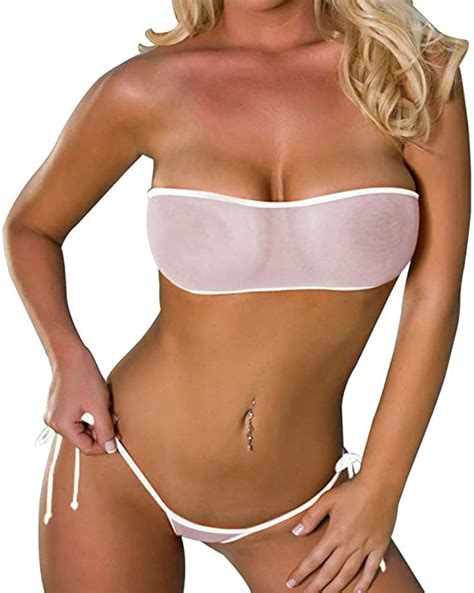 Durchsichtiger Bikini Aus Netzstoff Mini Badeanzug G String Tanga Bademode Für Frauen Damen