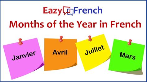 French Months Of The Year Les Mois De Lannée Eazy French Youtube