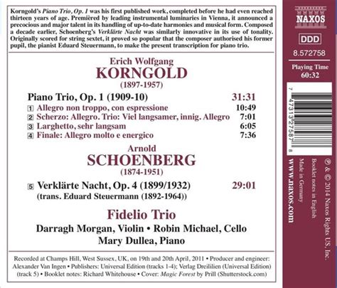 Piano Trio Op 1 Verklarte Nacht Op 4 Transc Schoenberg Cd