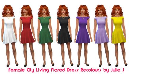 Female City Living Flared Dress Recolours The Sims 4 Catalog
