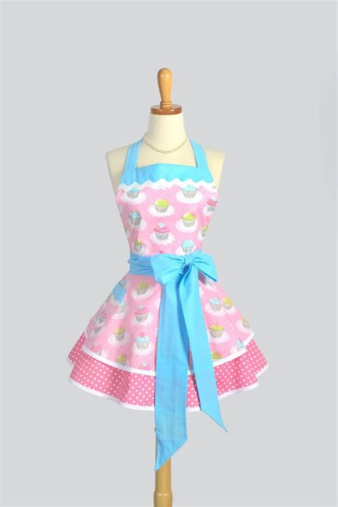 reserved for tanya ruffled retro apron woman apron pink etsy girly aprons retro apron