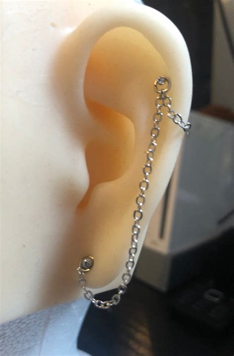 Helix Chain Ear Piercing Chain Helix To Lobe Chain Etsy