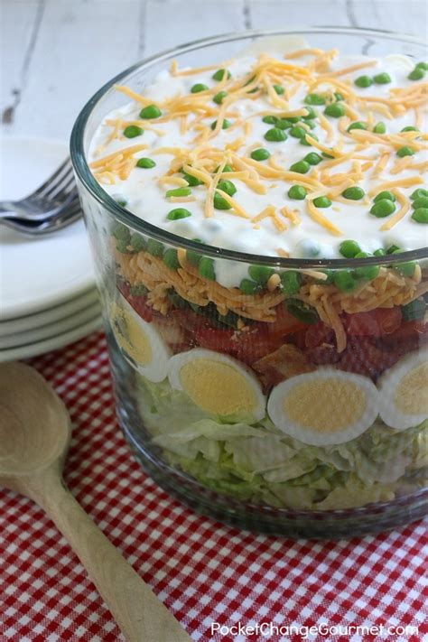 A 7 layer salad recipe is a classic party favorite and perfect dish to take along anywhere. Classic Seven Layer Salad Recipe Recipe | Pocket Change ...