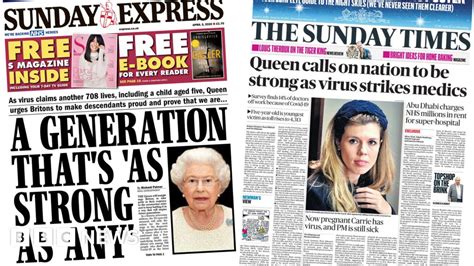 Newspaper Headlines Queens Rousing Message Of Strength To Nation