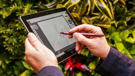 The kickstand reclines not quite to 180 degrees, with just a bit of flex in it for drawing purposes. Microsoft Surface Go for digital drawing | Jason A. Quest