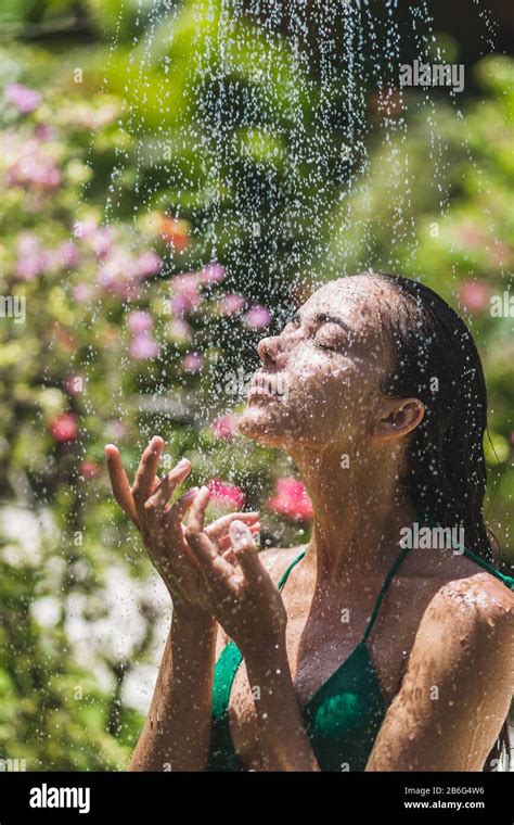 Woman Taking Shower Outdoor Hi Res Stock Photography And Images Alamy