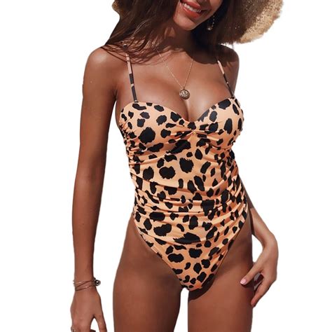 Mode Sexy Bademode Neue High Cut Schwimmen Anzug Frauen Leopard Drucken