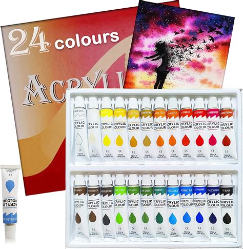 Acrylic Paint Set 24 Colors Tubes Acrylic Paints For Painting Non Toxic