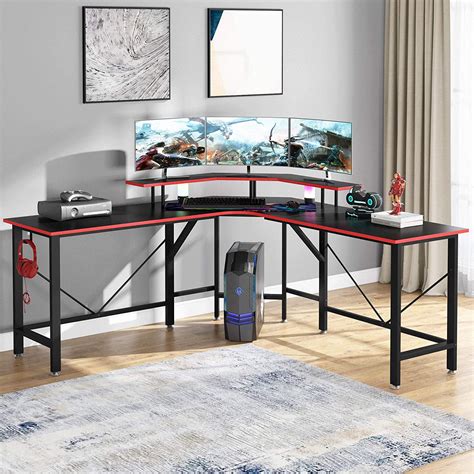 Tribesigns L Shaped Gaming Desk With Monitor Stand Shelf Walmart Com