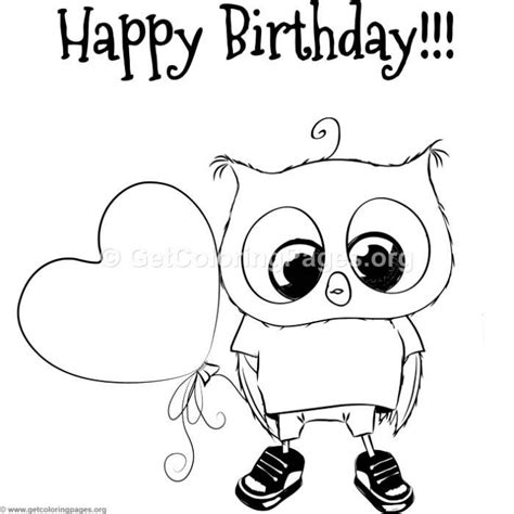 Happy Birthday Owl Happy Birthday Coloring Pages