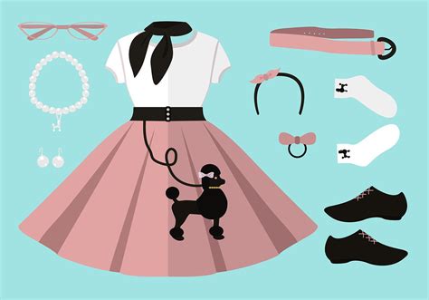 50s Poodle Skirt Outfit Set Free Vector Download Free Vector Art