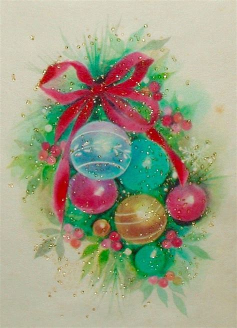 Glitter Card Vintage Christmas Card Retro Christmas Card Vintage