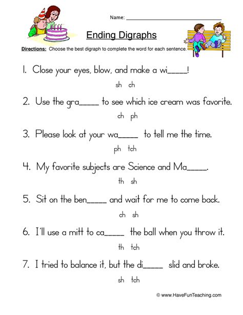 Digraphs Worksheets For Grade 2