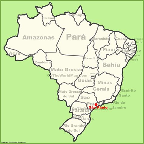 Sao Paulo Location On The Brazil Map Ontheworldmap Com