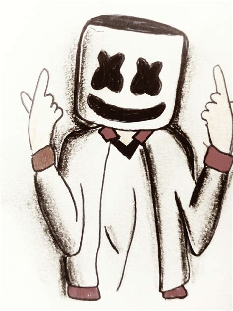 Cartoon Marshmello Sketch Drawing For Beginner Sketch Art Drawing