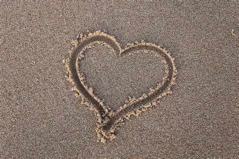 Heart Shape Sand Daytime Heart Beach Summer Sea Love Vacation