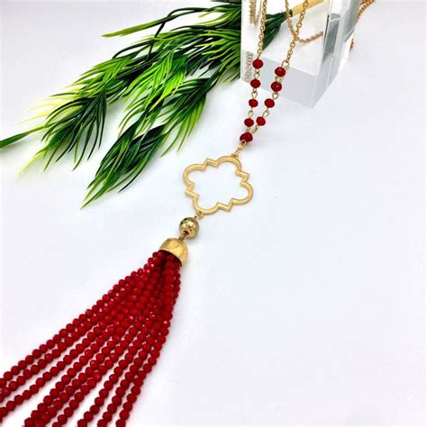 Red Beaded Tassel Necklace ~ Come Shop All Our Boutique Womens