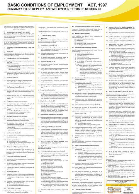 Summary Basic Conditions Of Employment Poster A1 2023