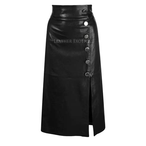 high rise women leather skirt