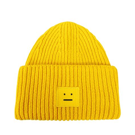 Acne Studios Pansy Wool Beanie In Yellow Lyst