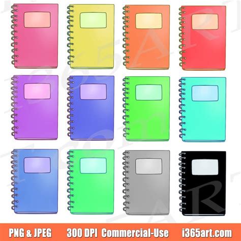 Buy 3 Get 1 Free Spiral Notebooks Clipart Notebook Clip Art Etsy