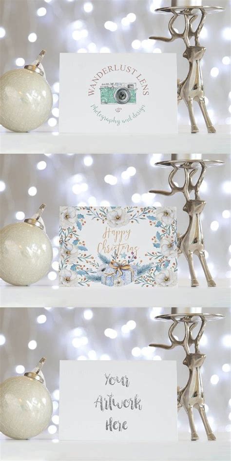 tent card mockup silver christmas silver christmas business card mock  tent cards