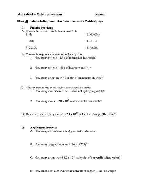 How much does each individual molecule of copper(ii) sulfate weigh? 18 Best Images of Mole Conversion Problems Worksheet ...