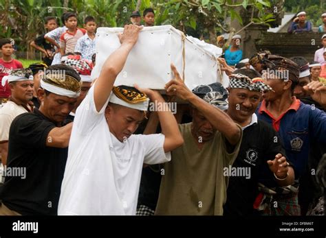 Traditional Funeral And Cremation Ceremony In Ubud In Bali Indonesia