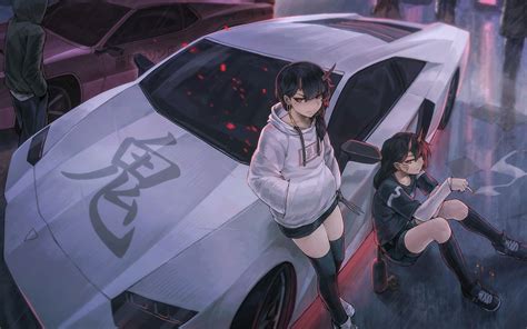 Desktop Wallpaper Car Urban Anime Girls Art Hd Image Picture