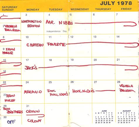 July 1978 Calendar