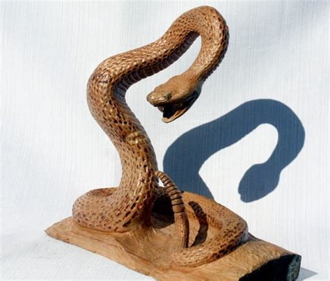 Wood Sculpture Rattlesnake Hand Carved Carving By Berlinglass