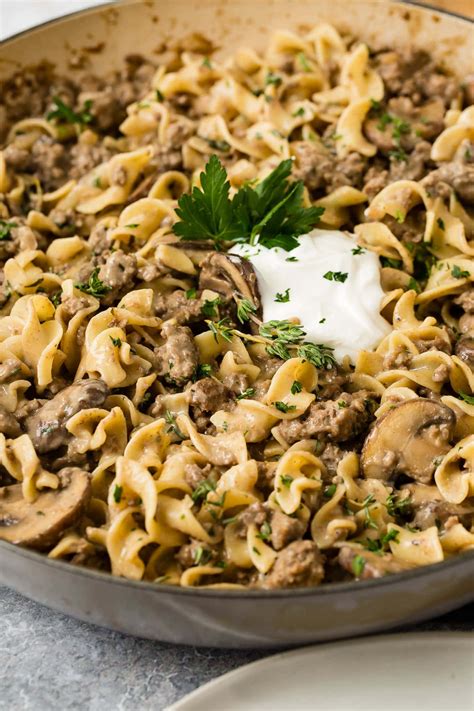 Creamy Ground Beef Stroganoff Recipe Oh Sweet Basil