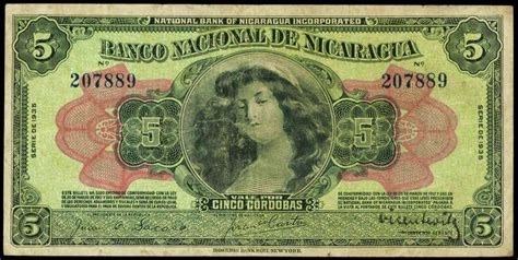 Nicaragua 5 Cordobas Banknote 1935world Banknotes And Coins Pictures
