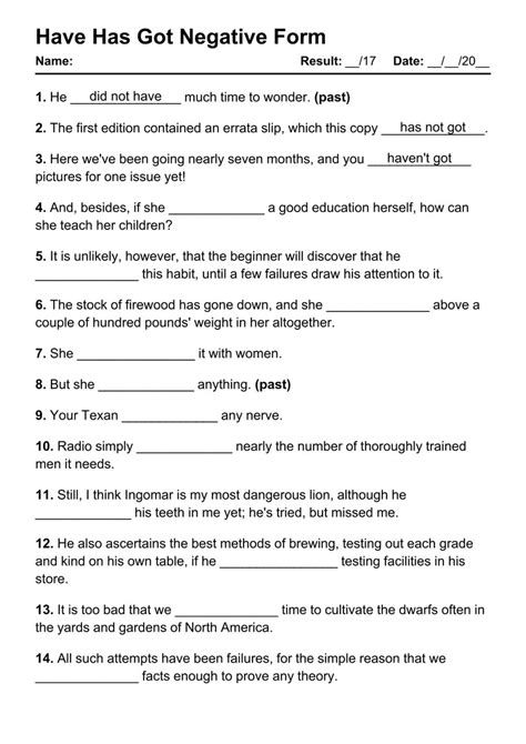83 Printable Have Has Got Negative Pdf Worksheets With Answers Grammarism
