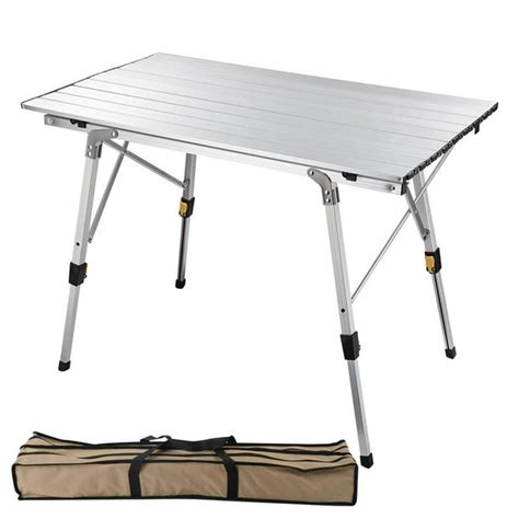 Yescom Portable Folding Aluminum Camping Table Roll Up Adjustable Leg