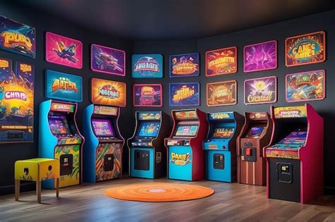 Premium Photo Retro Arcade Game Wall Mural In A Vibrant Entertainment
